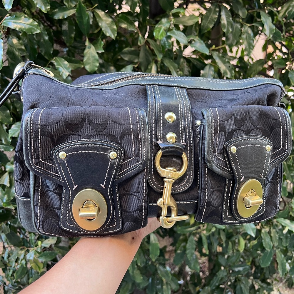SOLD————-Coach Mandy Legacy Double Turnlock Shoulder Bag – 2006 – #H0668-10342